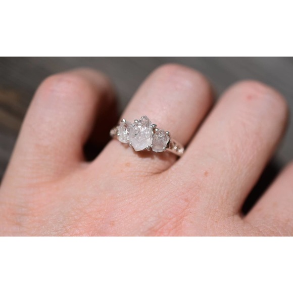 Art Deco Ring Raw Diamond Ring Rough Diamond Ring promise anniversary gi… - Picture 1 of 10